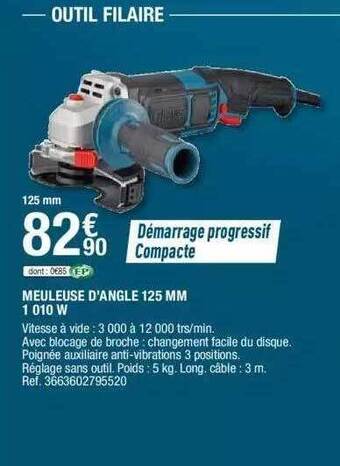 Brico Dépôt Meuleuse D'angle 125 Mm 1010 W offre