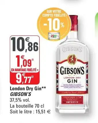 G20 London Dry Gin Gibson's offre