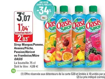 G20 Sirop Mangue/Pomme Ananas/Pêche offre