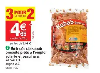 Promocash Émincés de kebab précuites prêts à l'emploi volaille et veau halal offre