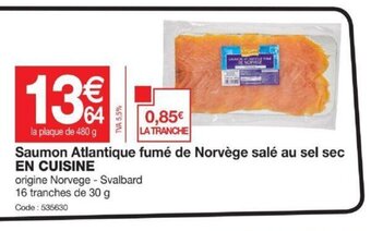 Promocash Saumon Atlantique Fumé de Norvège Salé Au Sel Sec En Cuisine offre