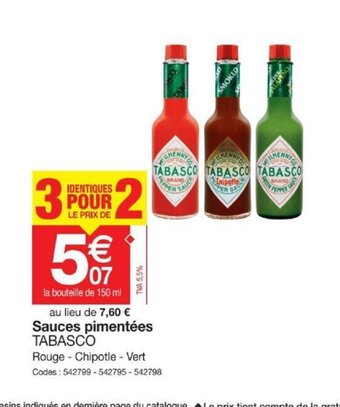 Promocash Tabasco Sauces Pimentées offre