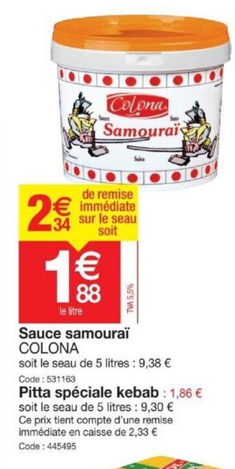 Promocash Colona Sauce Samouraï offre