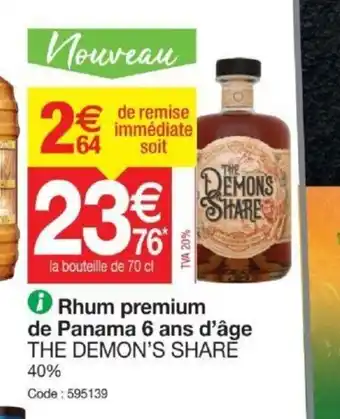 Promocash The Demon's Share Rhum Premium de Panama 6 Ans d'âge offre