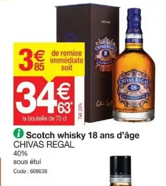 Promocash Chivas Regal Scotch Whisky 18 Ans d'âge offre