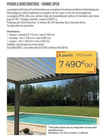 Pergola Bioclimatique - Gamme Open