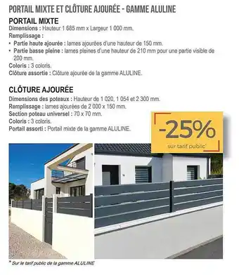 BigMat Portail Mixte Et Clôture Ajourée - Gamme Aluline offre