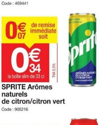 Promocash Sprite Arômes Naturels de Citron/Citron Vert offre