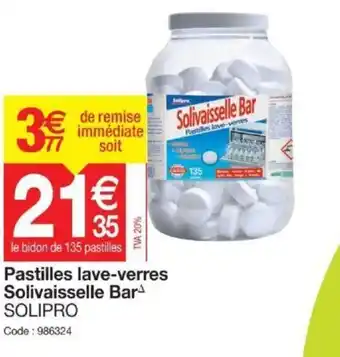 Promocash Solivaisselle Bar Pastilles Lave-Verres offre