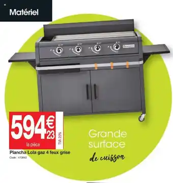 Promocash Plancha Lola Gaz 4 Feux Grise offre