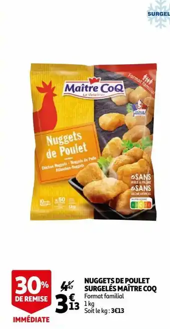 Auchan Nuggets de poulet surgelés maître coq offre
