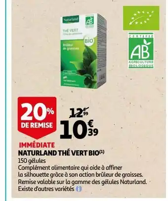 Auchan Naturland thé vert bio offre