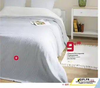 Gifi Couvre Lit à Rayures 2 Personnes offre