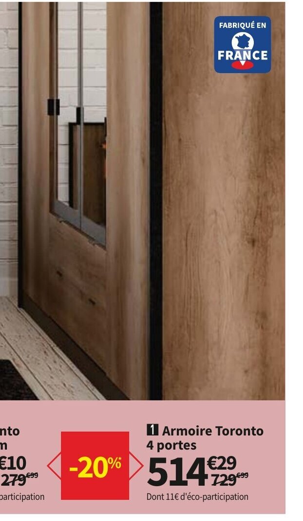 Promo Armoire Toronto 4 Portes chez Conforama