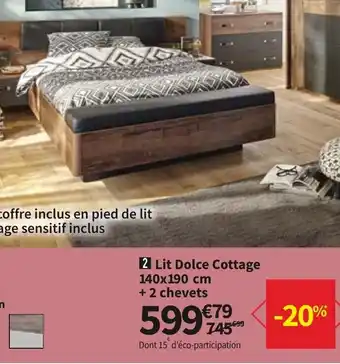 Conforama Lit Dolce Cottage 140x190cm +2 Chevets offre