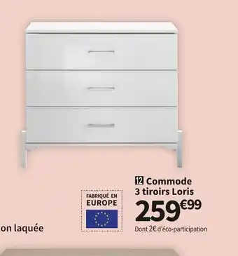 Conforama Commode 3 Tiroirs Loris offre