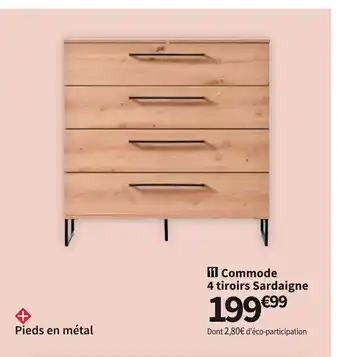 Conforama Commode 4 Tiroirs Sardaigne offre