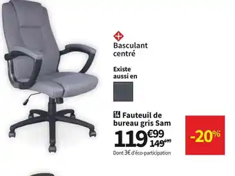 Fauteuil de Bureau Gris Sam