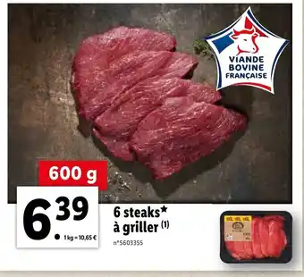 Lidl 6 steaks à griller offre