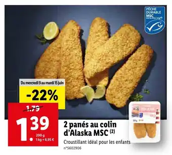 Lidl 2 panés au colin d'Alaska MSC offre