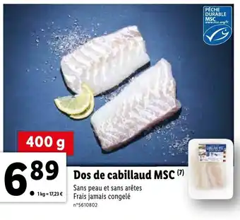 Lidl Dos de cabillaud MSC offre