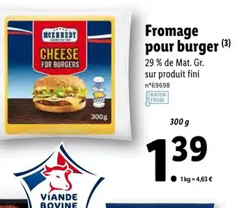 Lidl Fromage pour burger offre