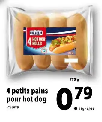Lidl 4 petits pains pour hot dogs offre