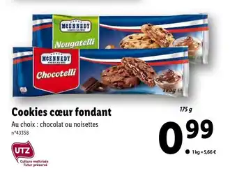 Lidl Cookies cœur fondant offre