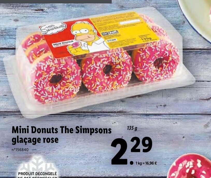 Promo Mini Donuts The Simpsons glaçage rose chez Lidl