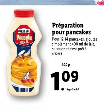 Lidl Préparation pour pancakes offre