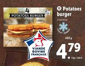 Lidl Potatoes burger offre