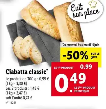Lidl Ciabatta classic offre