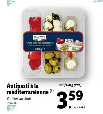 Lidl Antipasti à la méditerranéenne offre