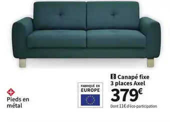 Conforama Canapé Fixe 3 Places Axel offre