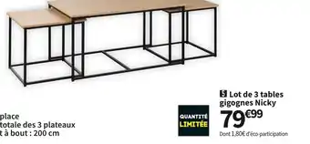Conforama Lot De 3 Tables Gigognes Nicky offre