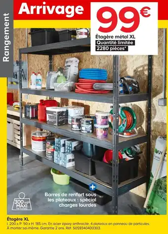 Castorama Étagère métal xl offre