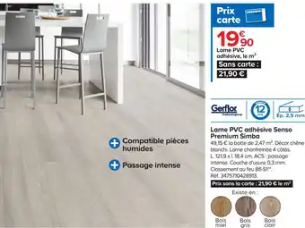 Castorama Gerflor lame pvc adhésive senso premium simba offre