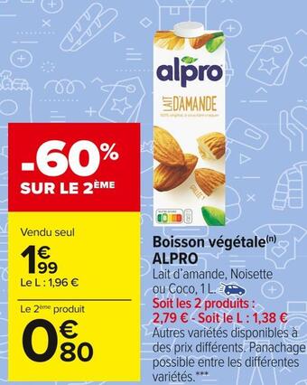Carrefour Market Alpro boisson végétale offre
