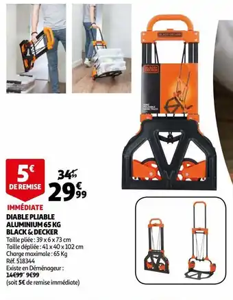Auchan Diable pliable aluminium 65 kg black & decker offre