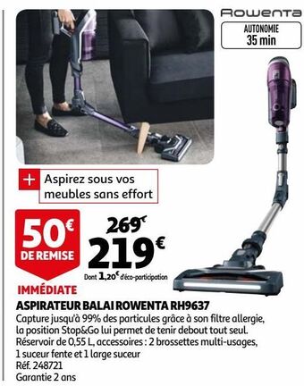 Auchan Aspirateur balai rowenta rh9637 offre