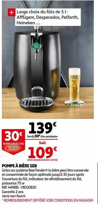 Auchan Pompe à bière seb offre