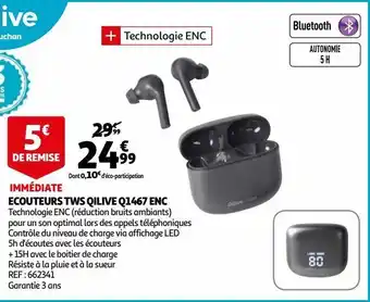 Auchan Ecouteurs tws qilive q1467 enc offre