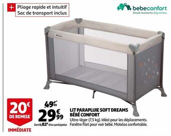 Auchan Lit parapluie soft dreams bébé confort offre