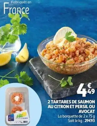Auchan 2 Tartares de saumon au citron et persil ou avocat offre