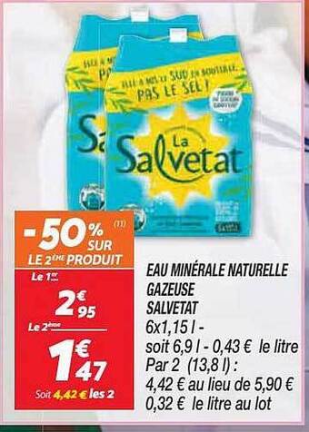 Netto Eau Minérale Naturelle Gazeuse Salvetat offre