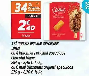 Netto 4 Bâtonnets Original Speculoos Lotus offre