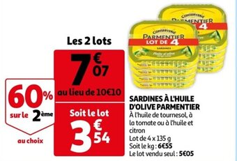 Auchan Sardines à l'huile d'olive parmentier offre