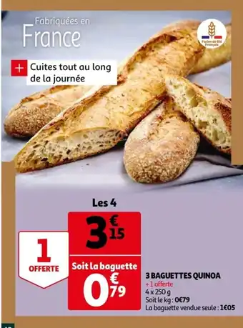 Auchan 3 baguettes quinoa offre