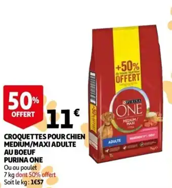 Auchan Croquettes pour chien medium/maxi adulte au boeuf purina one offre