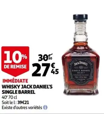 Auchan Whisky jack daniel's single barrel offre